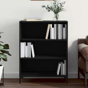 Manric Wooden Bookcase With 2 Shelves In Black - UK