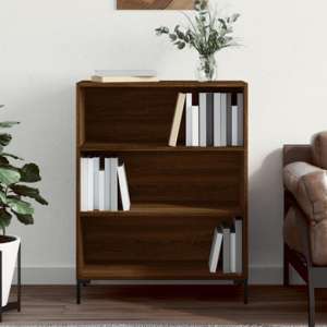 Manric Wooden Bookcase With 2 Shelves In Brown Oak - UK