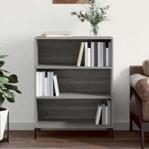 Manric Wooden Bookcase With 2 Shelves In Grey Sonoma Oak - UK