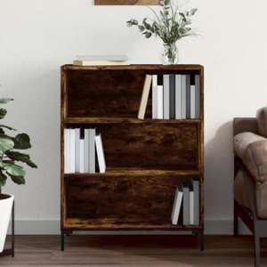 Manric Wooden Bookcase With 2 Shelves In Smoked Oak - UK