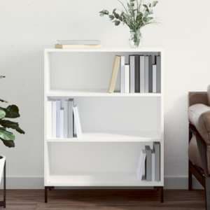 Manric Wooden Bookcase With 2 Shelves In White - UK