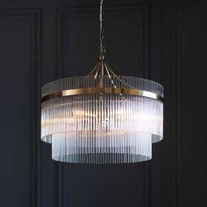 Manteo Clear Glass 5 Lights Ceiling Pendant Light In Brass - UK