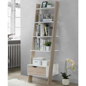 Appleton Wooden Ladder Bookcase In White And Oak Effect