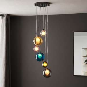 Marana 6 Lights Ceiling Pendant Light In Polished Black Chrome - UK