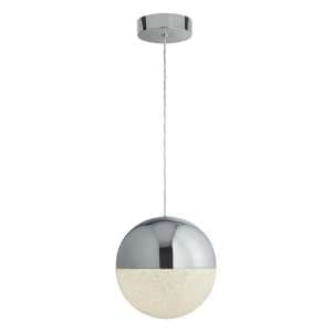 Marbles LED Crushed Ice Shade Pendant Light In Chrome