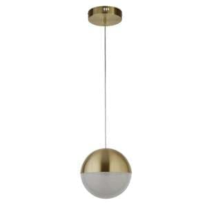 Marbles LED Crushed Ice Shade Pendant Light In Satin Brass