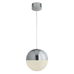 Marbles LED Crushed Ice Shade Pendant Light In Mirrored Chrome - UK