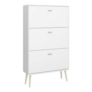Marc Shoe Storage Cabinet With 3 Flap Doors In Pure White - UK