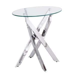 Marcel Oval Clear Glass End Table With Chrome Legs
