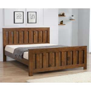 Marco Solid Rubberwood Double Bed In Rustic Oak - UK