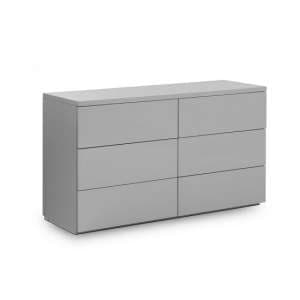 Maeva Chest Of Drawers Wide In Grey High Gloss With 6 Drawers - UK