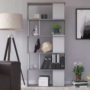 Maribor Open Bookcase 4 Shelves In Concrete Effect And White - UK