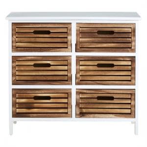 Marie Wooden Chest Of 6 Drawers In White And Natural - UK