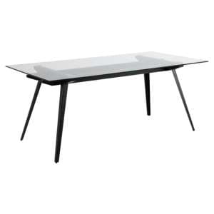 Marietta Clear Glass Dining Table Rectangular With Black Legs - UK