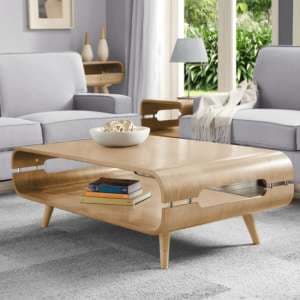 Marin Wooden Coffee Table In Oak With Spindle Shape Legs