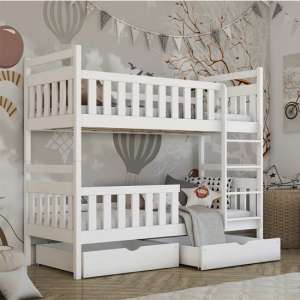 Marion Bunk Bed And Storage In White With Bonnell Mattresses