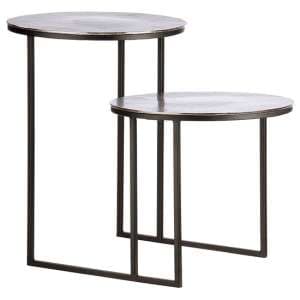 Marion Metal Side Table Double In Silver And Black - UK