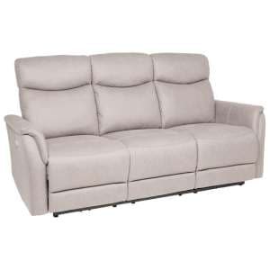 Maritime Electric Recliner Fabric 3 Seater Sofa In Taupe - UK