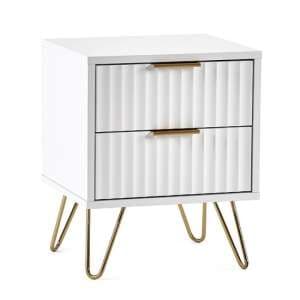 Marius Wooden Bedside Cabinet With 2 Drawers In Matt White - UK