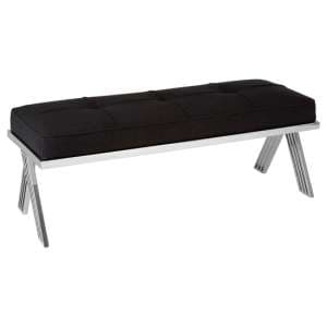 Markeb Black Fabric Dining Bench With Silver Steel Frame - UK
