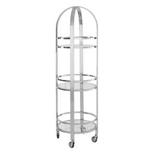 Markeb Glass 3 Shelves Drinks Trolley With Silver Steel Frame