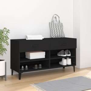 Marla Wooden Shoe Storage Bench With 2 Drawers In Black - UK