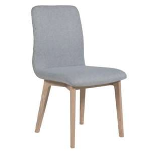 Marlon Fabric Dining Chair With Oak Legs In Light Grey - UK
