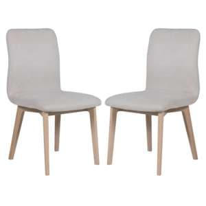 Marlon Natural Fabric Dining Chairs With Oak Legs In Pair - UK
