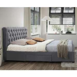 Marlow Fabric Storage Super King Bed In Grey Velvet