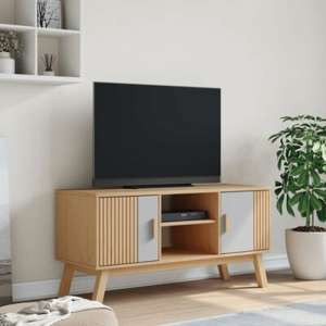 Marlow Wooden TV Stand With 2 Doors In Gray and Brown - UK