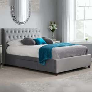 Marlowe Fabric Storage Double Bed In Grey - UK
