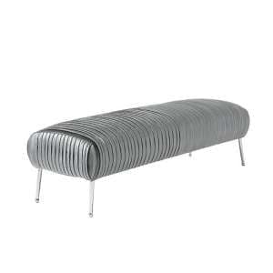 Marlox Velvet Seating Bench In Charcoal With Chrome Legs - UK
