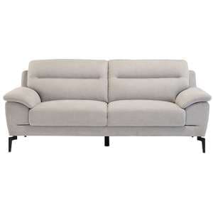 Marne Fabric 3 Seater Sofa In Light Grey With Black Metal Legs - UK