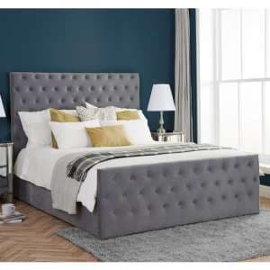 Marquise Ottoman Fabric Double Bed In Grey - UK