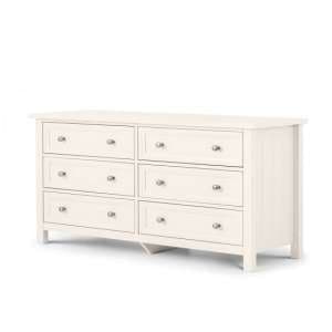 Madge Wooden Chest Of Drawers Wide In White With 6 Drawers