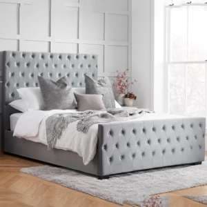 Marquise Fabric King Size Bed In Grey - UK