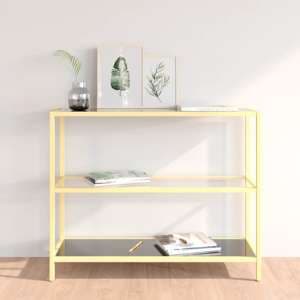 Marrim Black Glass Console Table With Gold Metal Frame - UK