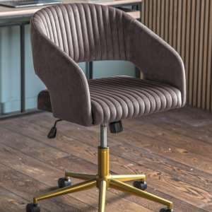 Marry Swivel Velvet Home And Office Chair In Grey - UK