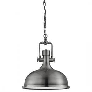 Mars Industrial Antique Nickel Pendant Light With Frosted Diffus