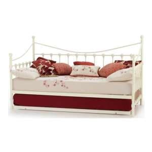 Marseille Metal Single Day Bed With Guest Bed In Ivory Gloss - UK