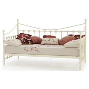 Marseille Metal Single Day Bed Ivory Gloss - UK