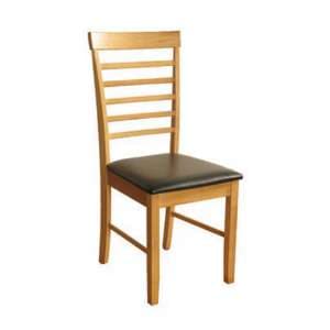 Marsic Dining Chair In Light Oak With Black Faux Leather Seat