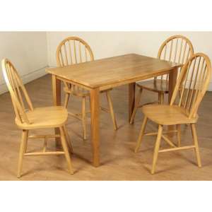 Marsic Dining Set In Light Oak With 4 Spindleback Chairs