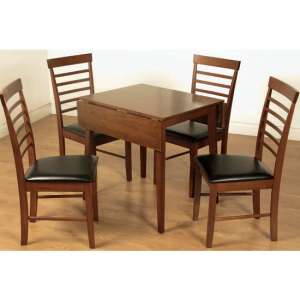 Marsic Square Drop Leaf Dining Set In Dark With 4 Chairs