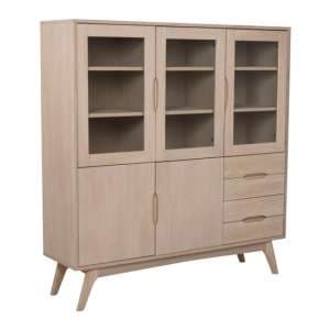Marta Wooden 5 Doors And 4 Drawers Display Cabinet In Oak White