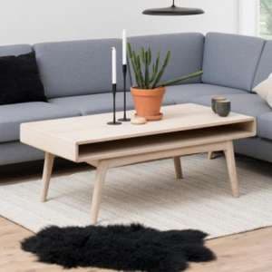 Marta Wooden Coffee Table With 1 Shelf In Oak White - UK