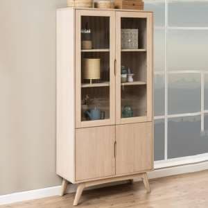 Marta Wooden Display Cabinet With 4 Doors In Oak White - UK