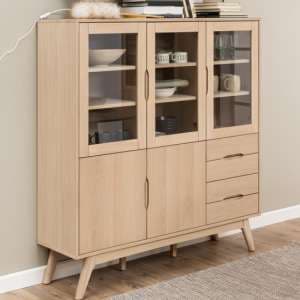 Marta Wooden Display Cabinet With 5 Doors In Oak White - UK