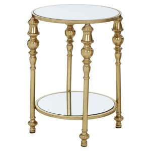Martico 2 Tier Mirrored Glass Top Side Table With Gold Frame - UK