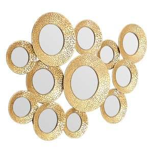Martico Hammered Multi Circle Wall Mirror In Gold Frame - UK